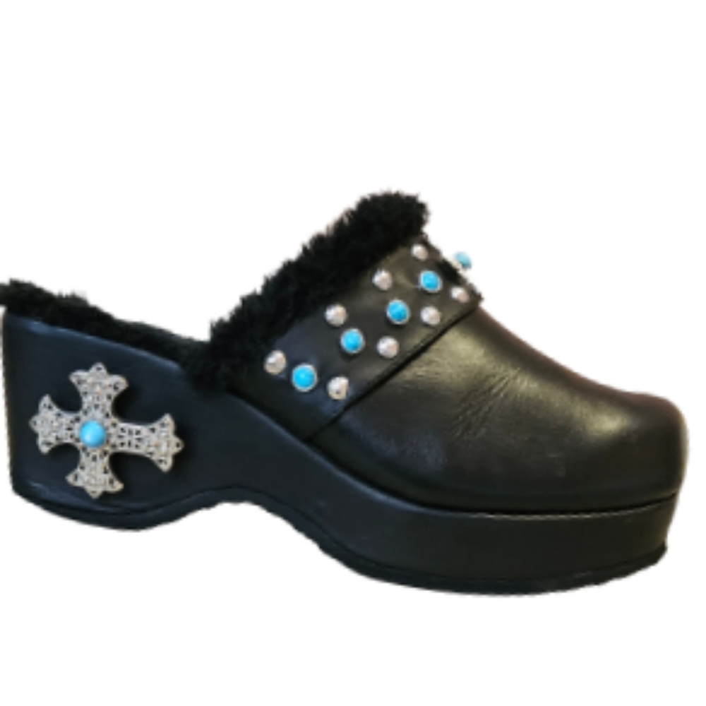 Grazie Jessup leather bling'd clogs/mules